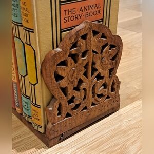 Indian Sliding Carved Bookend Shelf